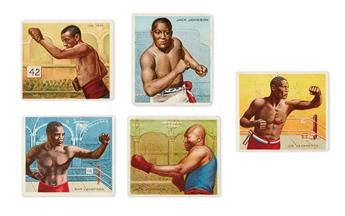 (SPORT--BOXING.) Group of 5 cards produced by the Hassan Cigarette Company.